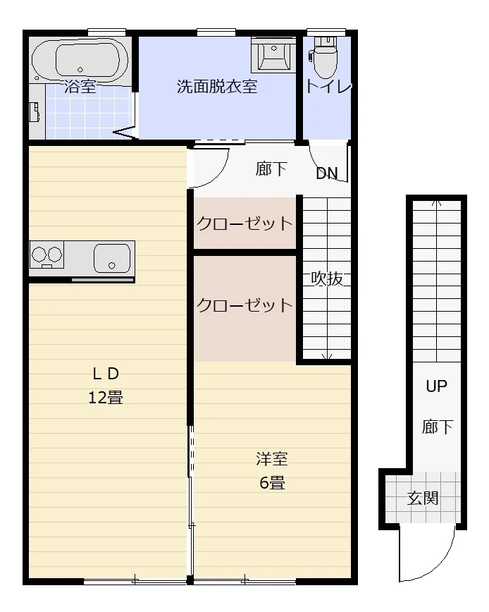 クオンタム西大野 B203号室 間取り図