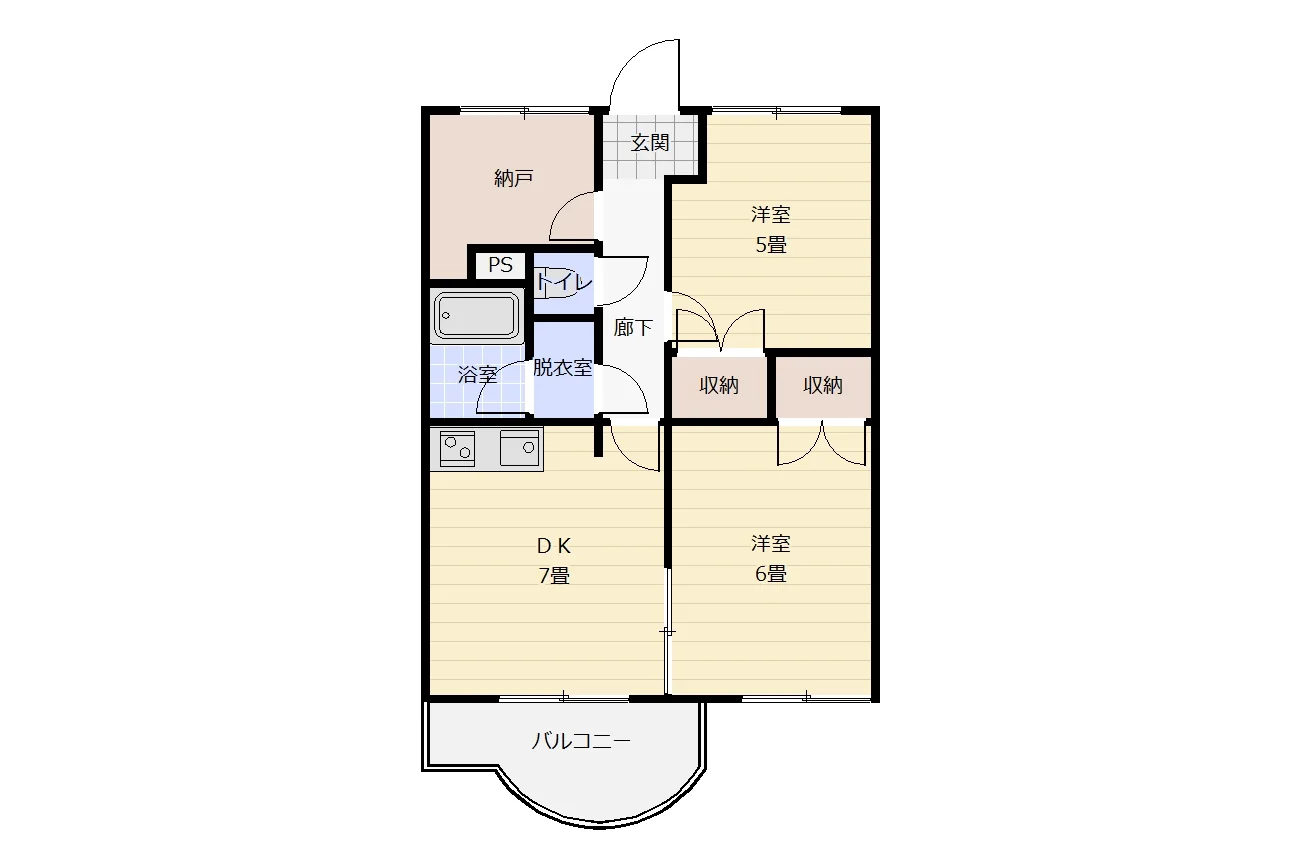 プレジデント北金沢 2-D号室 間取り図
